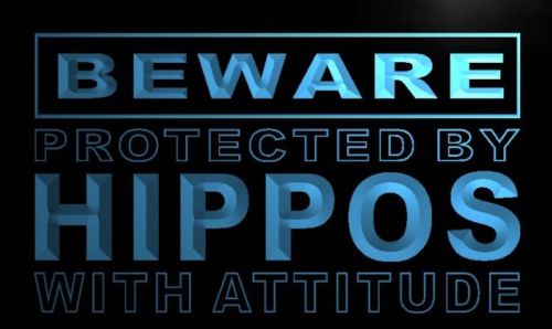 Beware of Hippo Neon Light Sign